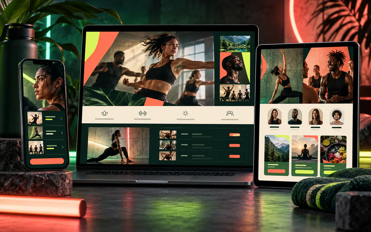 Afterlight responsive website concept shown on desktop, tablet, and phone