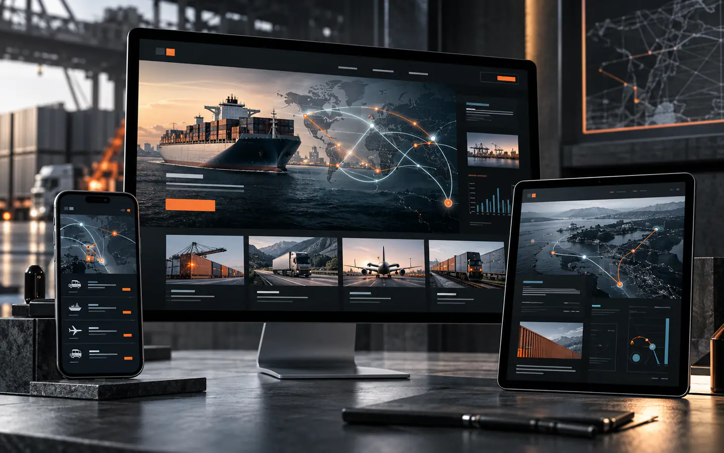 Northline responsive website concept shown on desktop, tablet, and phone